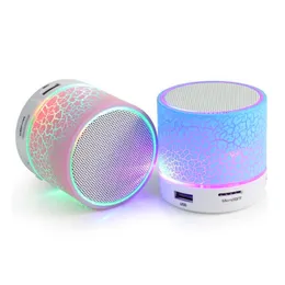 A9 Mini Portable Speaker Wireless Car Audio Dazzling Crack LED Lights Subwoofer Support TF Card USB Charging For PC