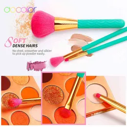 Docolor Makeup Brushesセット14PCSナチュラルヘアファンデーションブレンディングフェイスパウダーブラッシュアイシャドウメイクアップキット220527