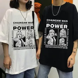 Motorsågsman Denji Power Anime Modetryck Överdimensionerad T-shirt Dam/Her T-shirts med korta ärmar Casual Streetwear Toppar 220616