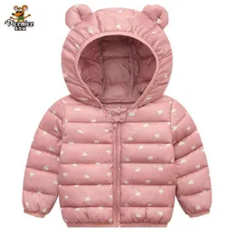 Ragazzi Ragazze Cappotto Nuovo 2021 Inverno Bambino Cappotto Caldo Cotone Vestito Moda Bambini Cotone Foderato Orecchio Del Fumetto Felpe J220718