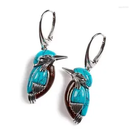 Dangle żyrandol moda niebieska nakot wisiorek bzu latającego kolibra ropy naftowe kolczyki emalia zwierzęcy biżuteria prezent dar