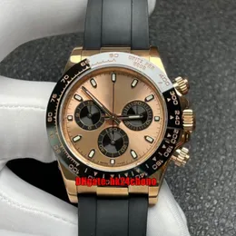 N Factory V4 Luxury Watches 116515LN 40mmセラミックベゼルCal.4130自動クロノグラフメンズウォッチピンクゴールドダイヤルラバーストラップ紳士腕時計