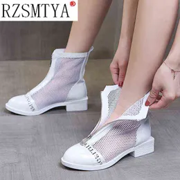 2021 Summer Boots New Hollow Out Women Sandals Fashionshable Mesh Shoes Angle Cool Boot с повязкой Martin Boots Y220729