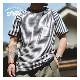 Maden Mens TShirt Retro Striped Tshirt Cotton Breathable Loose ShortSleeved Round Neck Summer Casual Tops Men 220622