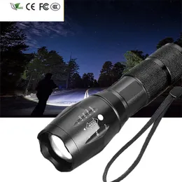 Ny Ultra Bright T6 LED -ficklampa V6 L2 Torch Waterproof Zoomable 5 Switch Mode Zoomable Cykelljus Använd 2600mAh Batteri för Hunt