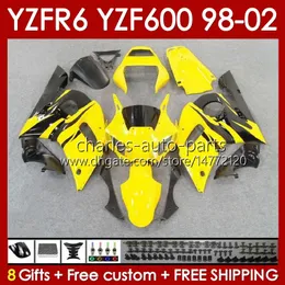 Kit Bodys para Yamaha YZF R6 R 6 YZF600 600CC 98-02 Bodywork 145No.59 YZF 600 CC YZF-600 YZFR6 98 99 00 01 02 Frame YZF-R6 1998 1999 2000 2001 2002 Full Fairing Stock