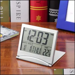 その他の時計アクセサリーホーム装飾ガーデンMT-033カレンダー目覚まし時計ディスプレイ日付時間柔軟なミニデスクデジタルLCDサーモ
