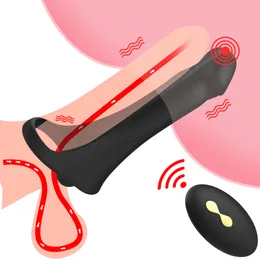 Double Penetration Vibrator sexy Toys For Couples Strapon Dildo Strap On Penis Remote Control Vagina Plug AnalPlug