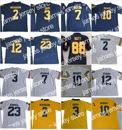 New Michigan Wolverines 2 Charles Woodson 10 Tom Brady 3 Rashan Gary 88 Jake Butt 12 Evans 23 Tyree Kinnel 7 Hudson College Football Jersey