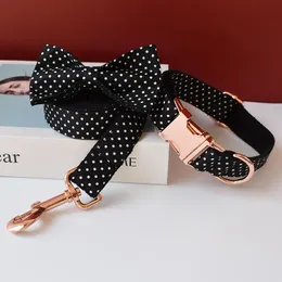 Dog Collars & Leashes Rose Gold Metal Adjustable Buckles Bow Tie Collar For Small Big Labrador Pet Puppy Leash Straps Zzkdot 02Dog