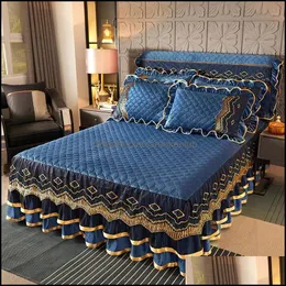 Bed Skirt Luxury Winter Crystal Veet Thicken Quilted Bedspread King Queen Size Flannel Not Including Pillowcase Drop Delivery 2021 Bedding S