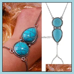  Cazibe bilezik elleri el takı el yapımı parmak mitten bilek zinciri köle bileklik bohemia turquoise damla teslimat 20 dhseller2010 dhahh