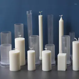 공예 도구 긴 줄무늬 아크릴 기둥 로마 열 촛불 금형 플라스틱 실린더 리브 만들기 키트 금형 DIY Bougie 수제 용품