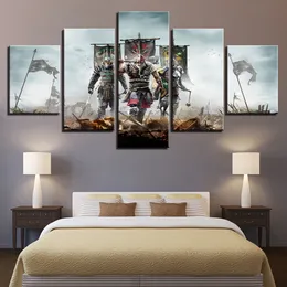 Immagini di arte della parete 5 pezzi Dipinti di guerrieri del campo di battaglia Tela modulare Stampe HD Poster Decorazioni per la casa Senza cornice