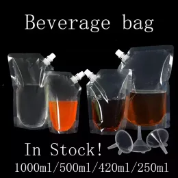 Orders 1000ml/500ml/420ml/250ml Stand-up Plastic Drink Packaging Bag Bico Pouch for Beverage Liquid Juice Milk Coffee Storag