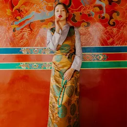 Ethnic Clothing Tibetan Dress For Women Retro Tibet Clothes Tibetische Kleidung Two-piece Set Traditional Oriental ClothingEthnic