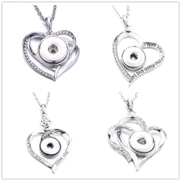 4styles Crystal Heart Leaf Snap Button collana 18MM Ginger Snaps Bottoni Charms Collane per gioielli da donna