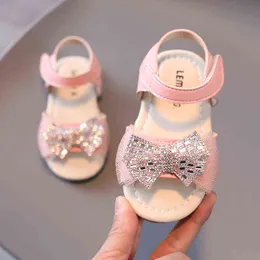 Children's Summer Baby Girls Sandals Rhinestone Bowtie Toddler Sandals Girl Shoes Beach Shoe Kids Fashion Princess Shoe 2022 1-6 G220523