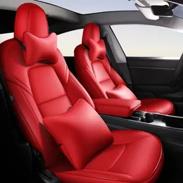 Fashion Car Special Artificial Leather Seat Cover f￶r Tesla Model 3 17-21 Auto Decoration Interior Accessories Protector Cushion 1 Set