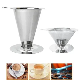 Filtro de café reutilizável 304 Cone de aço inoxidável Cestor de malha Ponto de malha derramar sobre o gotejador 220509
