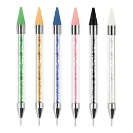 Dual-ended Nagel Punktierung Stift Kristall Perlen Griff Strass Nieten Picker Wachs Bleistift Maniküre Nail art Werkzeuge