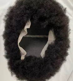 100 هندي البكر البديل البديل البديل اللون الأسود وحدة الدانتيل 4MM AFRO مخصصة CAP كاملة الدانتيل