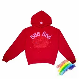 Druk Puff Sp5der 555555 numer anioła bluza z kapturem mężczyźni kobiety 11 jakości czerwony kolor Spider Web bluzy swetry 220720
