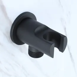 Black Brass Handheld Shower head Holder Support Rack with Hose Connector Wall Elbow Unit Spout water inlet angle 201105