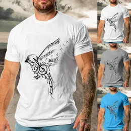 Camisetas masculinas de pescoço masculino de pescoço masculino de verão impresso de moda estampada redondo tampo curto 3xlt para grandes e altos altos