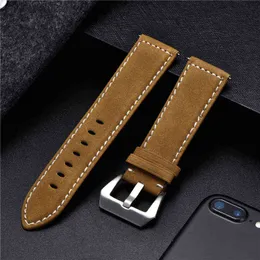 New Style Vintage Leather band 18mm 20mm 22mm 24mm Frosted Handmade Thick Line Strap Accessories Band 7 colors G220420