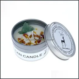 Candela profumata Fragranze per la casa Decorazione Candele da giardino Lattina a lunga durata Soia Pietra di cristallo Fiore secco Impla fragranza Senza fumo 1 pezzo Goccia D