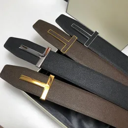 Tom Belt Nya män Kläder Accessoarer Bälten Stort T-spänne Mode Kvinnor Hög kvalitet Lyx Designers 3A+ äkta läder midjeband med box dammpåse