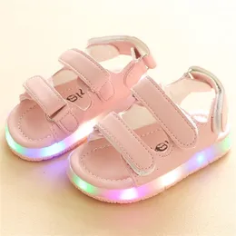 Size 21-30 Baby Led Shoes Glowing Sandals Elegant Children Casual Sandals Solid Good Quality Fashion Baby Girls Boys Shoes 220425