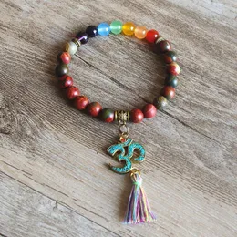 Charm armband chakra om tassels armband tibetanska buddha yoga helande bön mala pärlor smycken för kvinnor mencharm Kent22