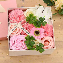 Decorative Flowers & Wreaths Artificial Flower Rose Carnation Gifts Box Soap Romantic Valentine's Day Mother's Birthday Gift Decor F
