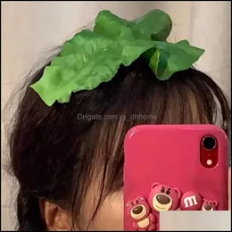 その他の家庭用雑貨ホームガーデン面白い緑の野菜の葉の髪の飾り面白いシミュレートされたフードアクセサリーレレットクリップPNSドロップデル