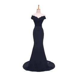 Ny äkta bild sjöjungfru aftonklänning 2022 Smal satäng med pärlor, långa balklänningar med applikationer av axelförlovning Gästklänning Elegant kvinnor Festklänningar