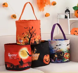 New Halloween Basket With White Lights Decorative Props Children's Portable Candy Bags Ghost Festival Hand-carried Bucket B6