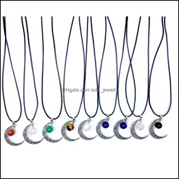 Pendant Necklaces 12Mm Reiki Stones Ball Turquoise Pink Quartz Vintage Moon Frame Charms Necklace For Women Men Gift Acc Dhseller2010 Dh91A
