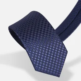 Bow Ties Luxury Tie for Men Fashion Formal Wedding Business 고품질 8cm Navy Blue Plaid Necktie Designer Brand Men 's Giftbow