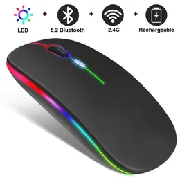 ワイヤレスマウスRGB充電式BluetoothマウスコンピューターMause LEDラップトップPC用のバックライトの人間工学的ゲーミングマウス