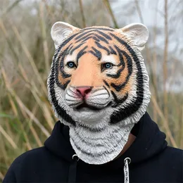 Tiger Mask Mascaras de Latex Realista Masquerade Masks Halloween Party Cosplay Animal Masque Role Playing Accessories Props 220812