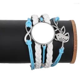 Link Chain White And Blue Cute Bracelet Sublimation Print Thermal Transfer Blank Picture Women Jewelry For Wedding Party 10pcs/lot A0068 Tru