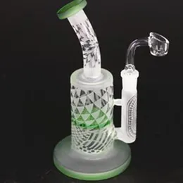 Newset Frosted Rasta Recycler Glass Glass Rura wodna Hookahs 8 -calowe mocne platforma olejna DAB z dużymi rurami do palenia