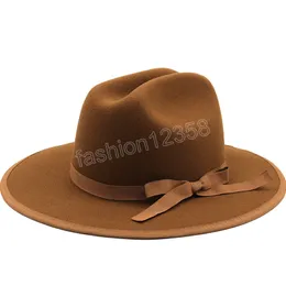 Chapéu feminino de lã caqui Fedora chapéus de aba larga Elegante Lady Gangster Trilby Feltro Homburg Igreja Jazz chapéus de cowboy