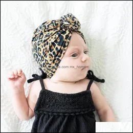 Cappelli Cappelli M431 Infantile Neonata Principessa Nodo Fiore Berretto Leopardo Stampa floreale Turbante indiano Copricapo morbido Skl Be Mxhome Dhwkb