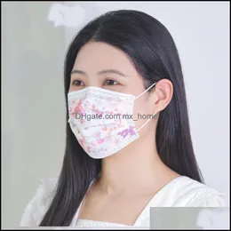 Drand modedesigner anti-dust bomull ansikte blommig mticolor skyddande mask unisex engång man kvinna pbt smälta droppleverans 2021 s