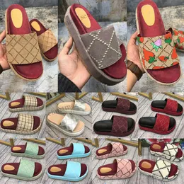 Avec boîte et sacs à poussière 2022 Designer Chaussons Mode Fond épais Sandales Lettre Broderie Diapositives dame Plate-forme Compensées Sandale Plage Talon haut 35-42