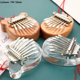 Hushållens diverse 8 nycklar Mini Kalimba Thumb Piano Finger Keyboard Pendant Creative Mahogny Wood Musical Box Bra Musical Instrument