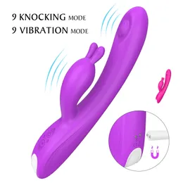 Massageador adulto Rabbit Vibrador recarregável Feminino Masturbação Dildo G Spot Spot Vagina Shocker Dual Vibration Clitors de silicone estimulador